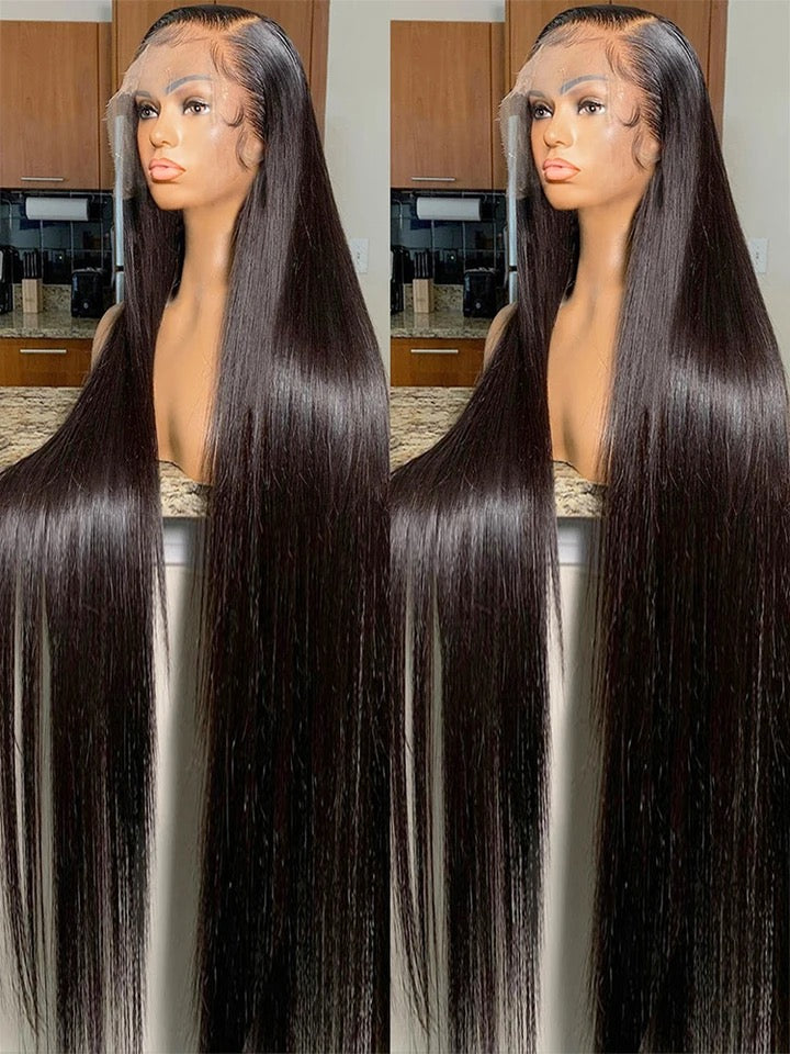 Premium Straight black hair our 5x5 is glueless wigs